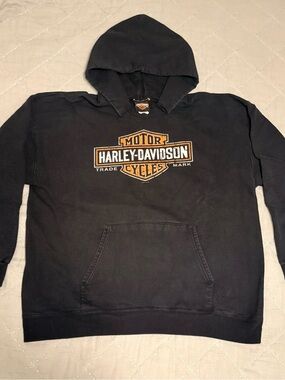 Harley-Davidson Black Hoodie with Orange Logo